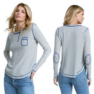 LISA TODD The Illusionist Tee XS Long Sleeve Waffle Fun Quirky Printed Casual
